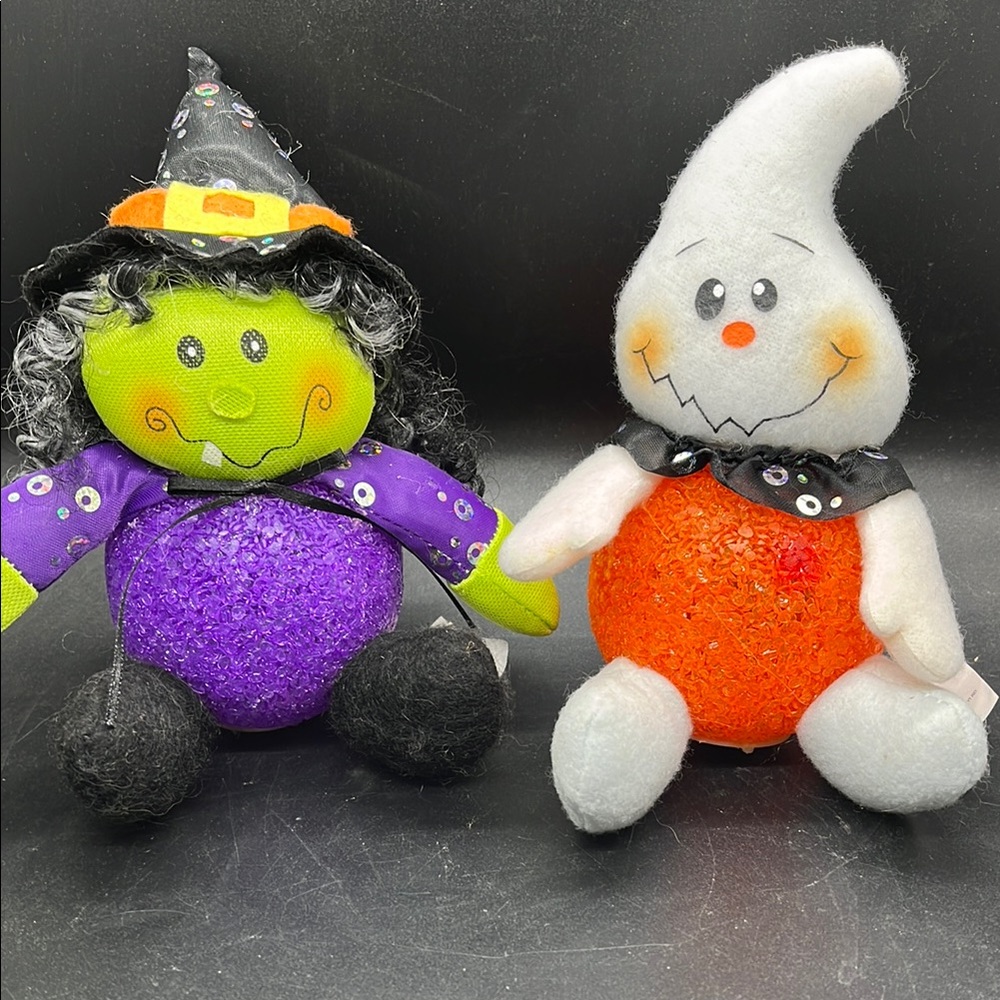 Purple Crystal Light-Up Plush Halloween Figure ghost & witch